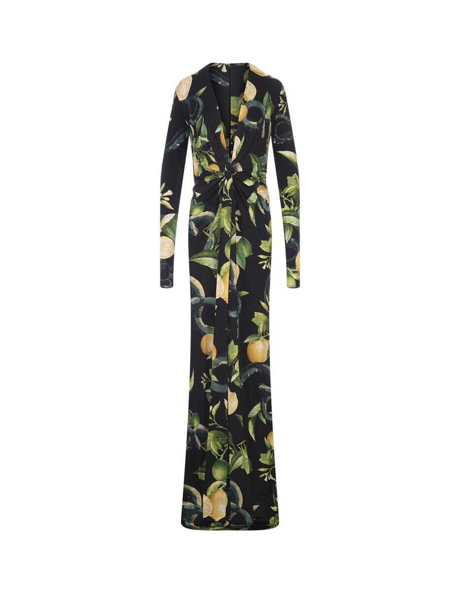 Roberto Cavalli ROBERTO CAVALLI Long Dress With Lemons Print BLACK