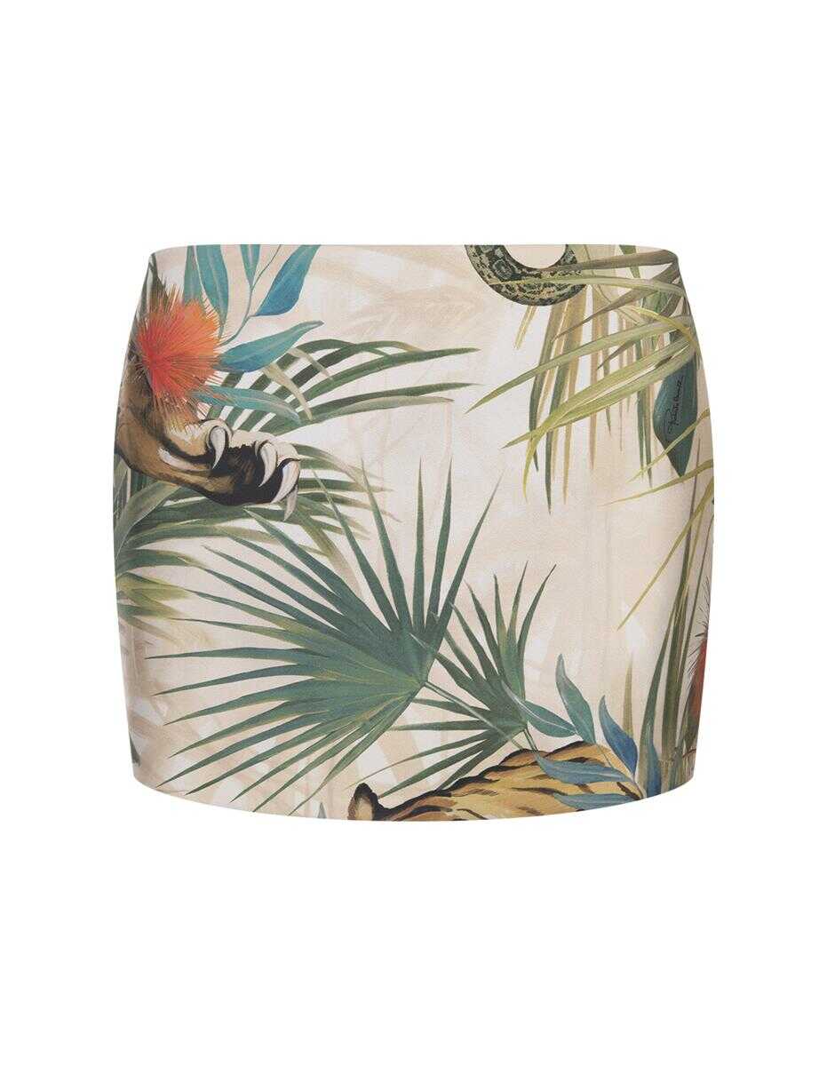 Roberto Cavalli ROBERTO CAVALLI Jungle Print Mini Skirt WHITE