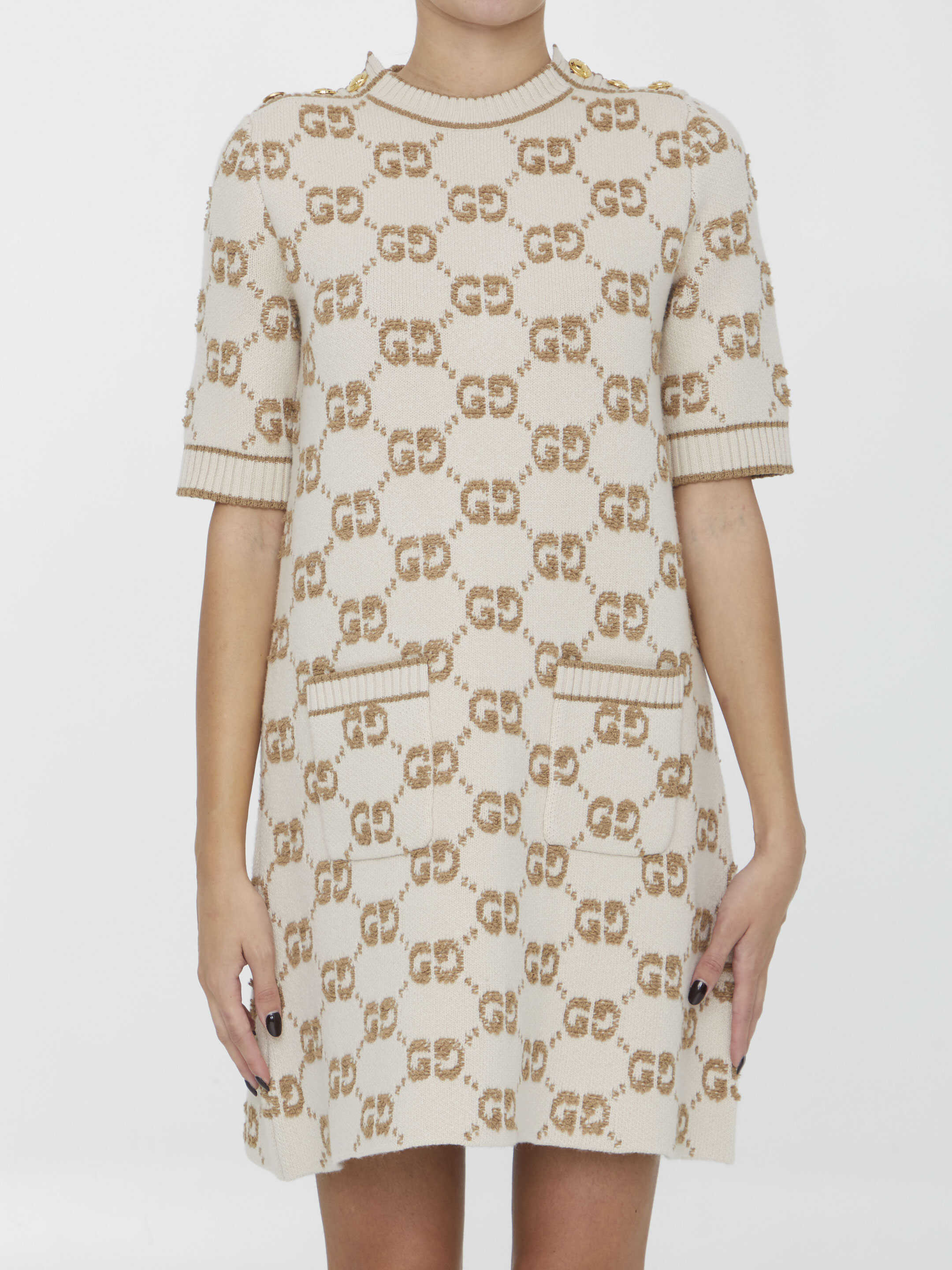 Gucci Gg Wool Bouclé Dress CREAM