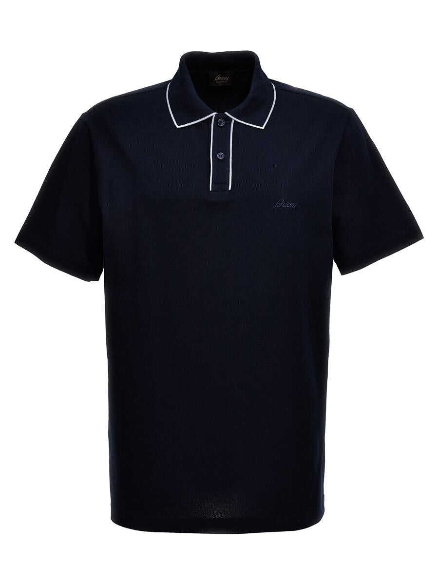 BRIONI BRIONI Logo embroidery polo shirt BLUE