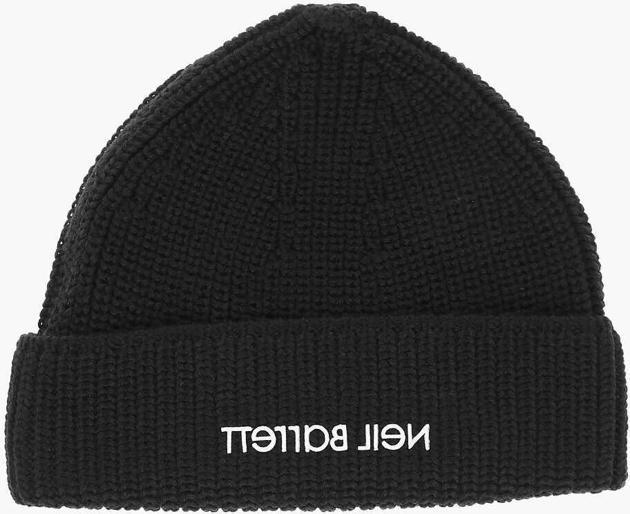 Neil Barrett Wool Blend Beanie With Logo* Black