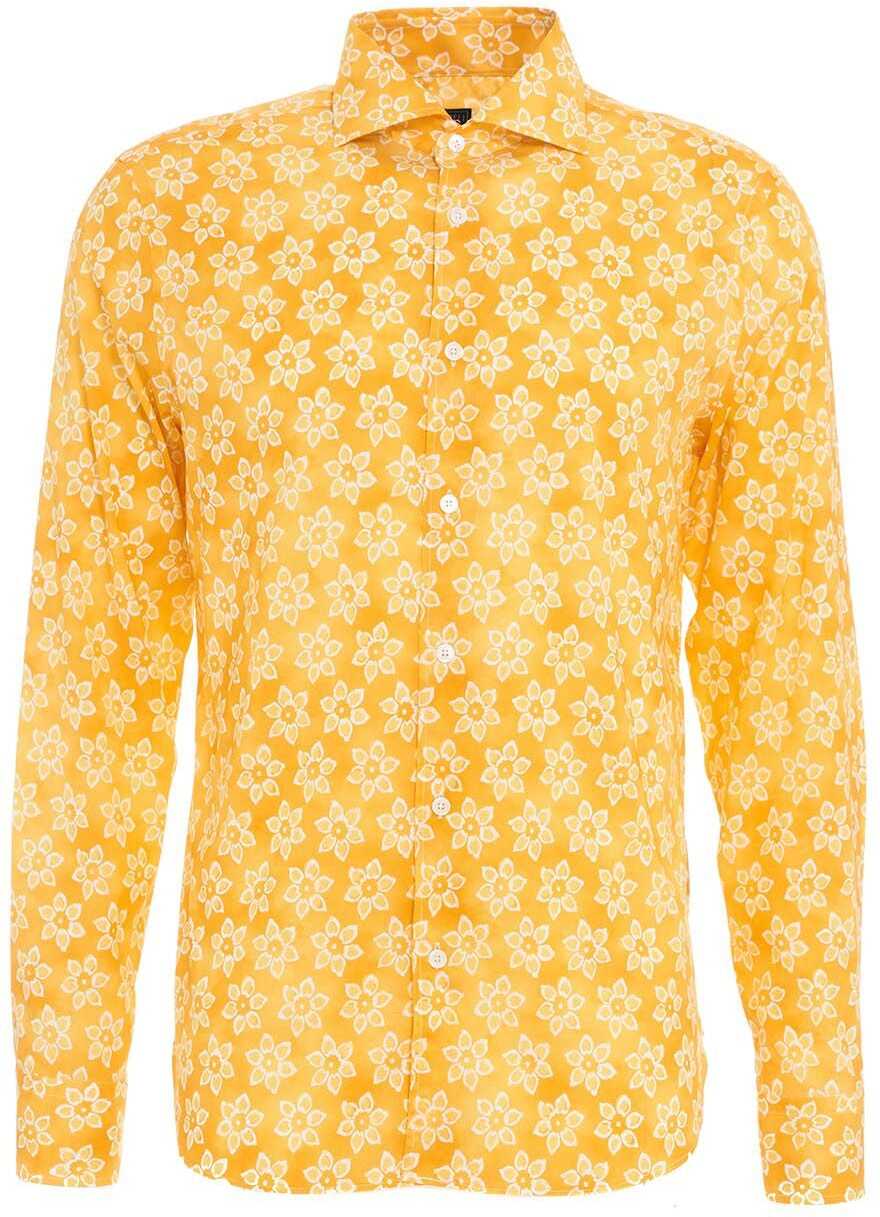 Fedeli Shirt "Sean" with floral print Yellow