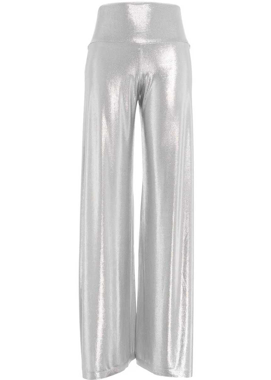 NORMA KAMALI Elephant pants in glitter Silver