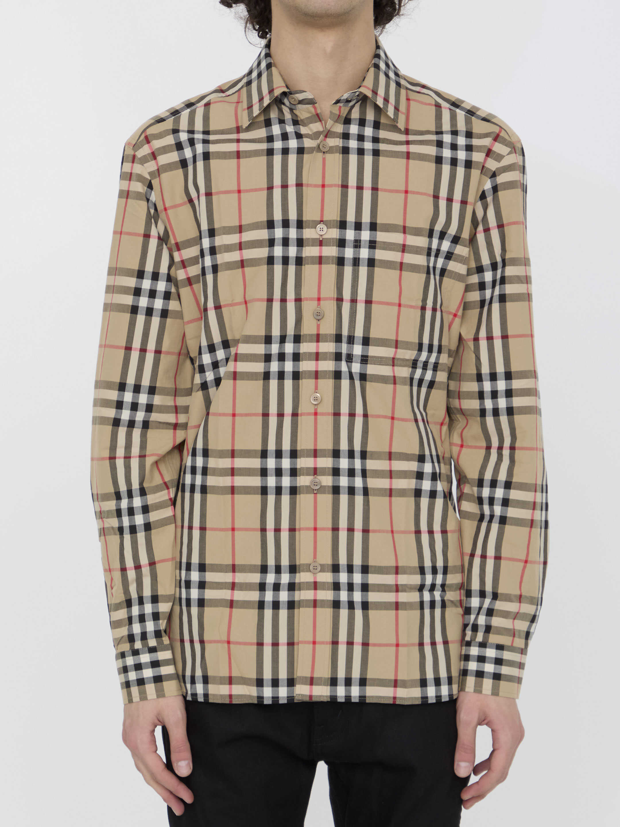 Burberry Check Cotton Shirt BEIGE