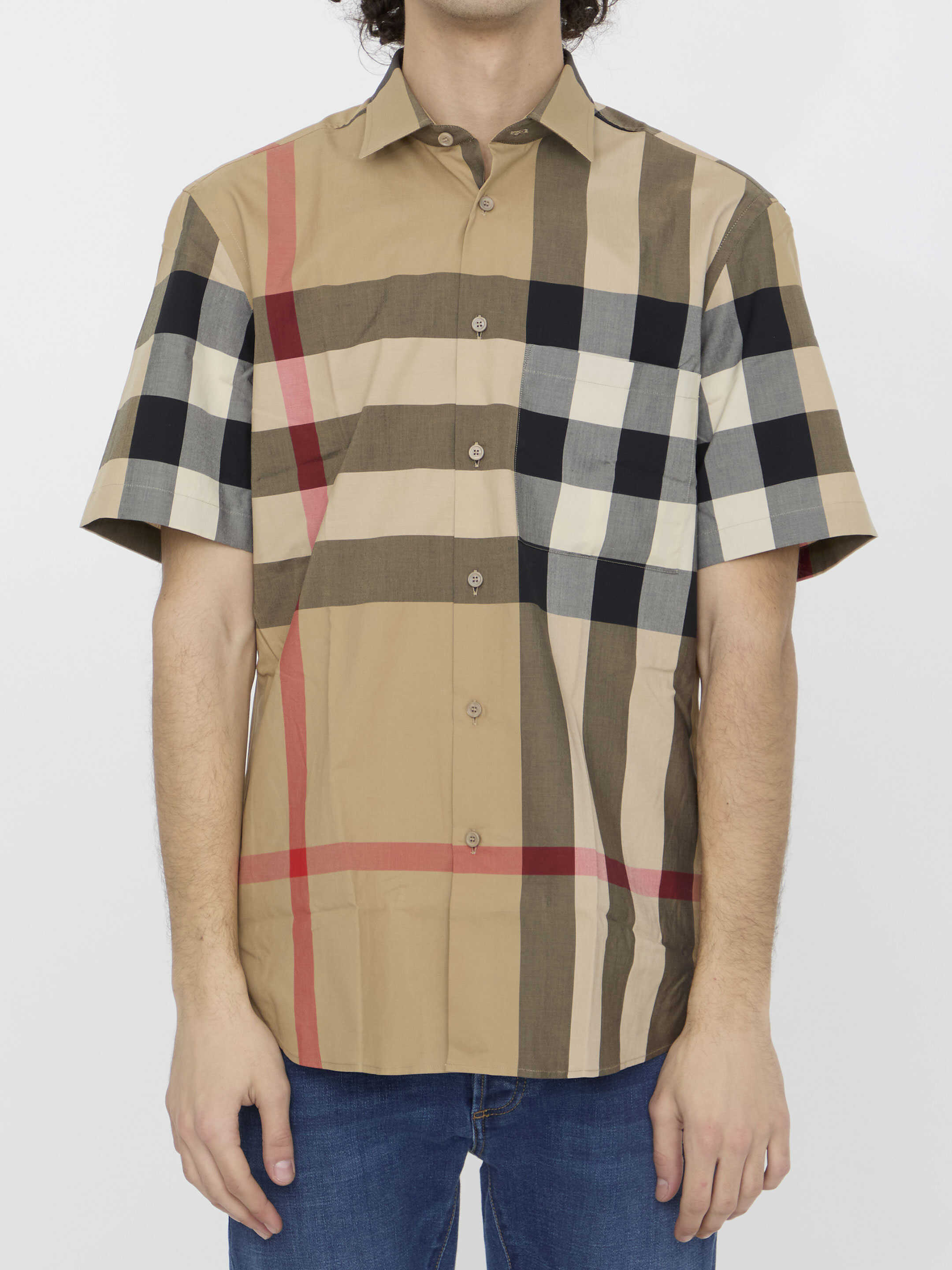 Burberry Check Cotton Shirt BEIGE