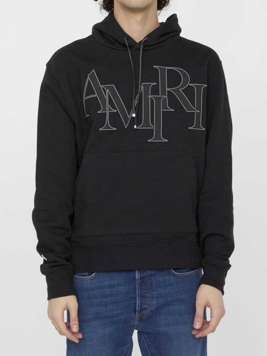 AMIRI Amiri Staggered Logo hoodie BLACK