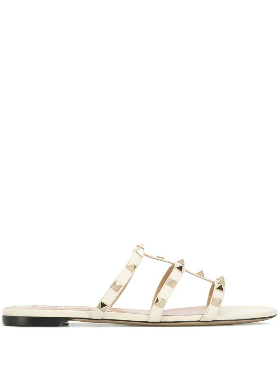 Valentino Garavani VALENTINO GARAVANI Rockstud leather sandals WHITE