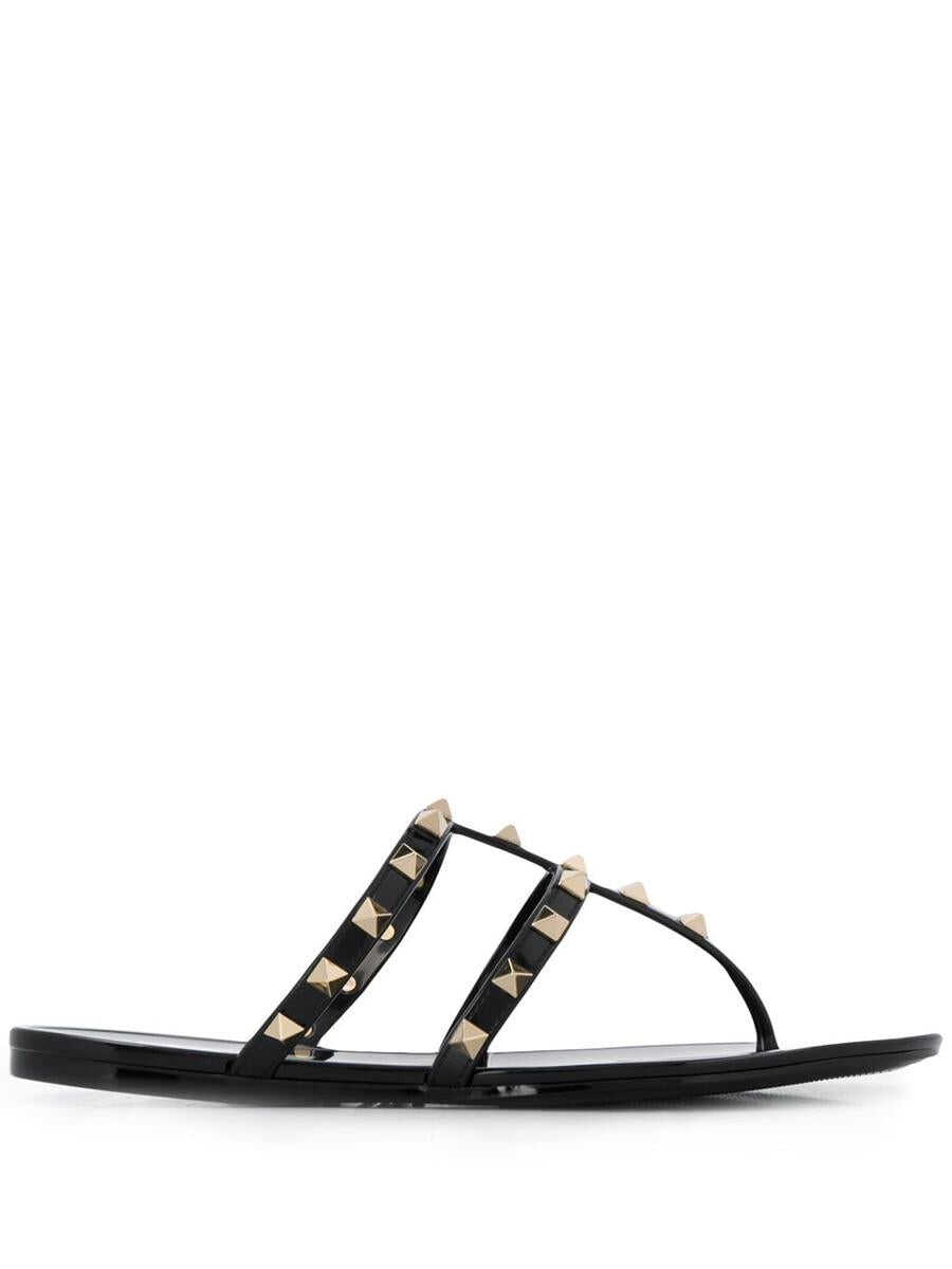 Valentino Garavani VALENTINO GARAVANI Rockstud rubber thong sandals BLACK