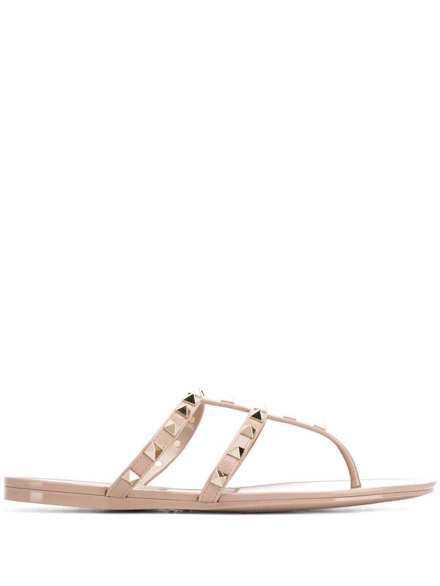 Valentino Garavani VALENTINO GARAVANI Rockstud rubber thong sandals POWDER