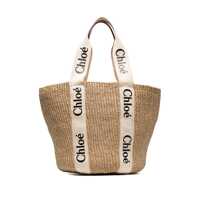 Genti de mana Chloé Woody Large Straw Basket Bag Femei