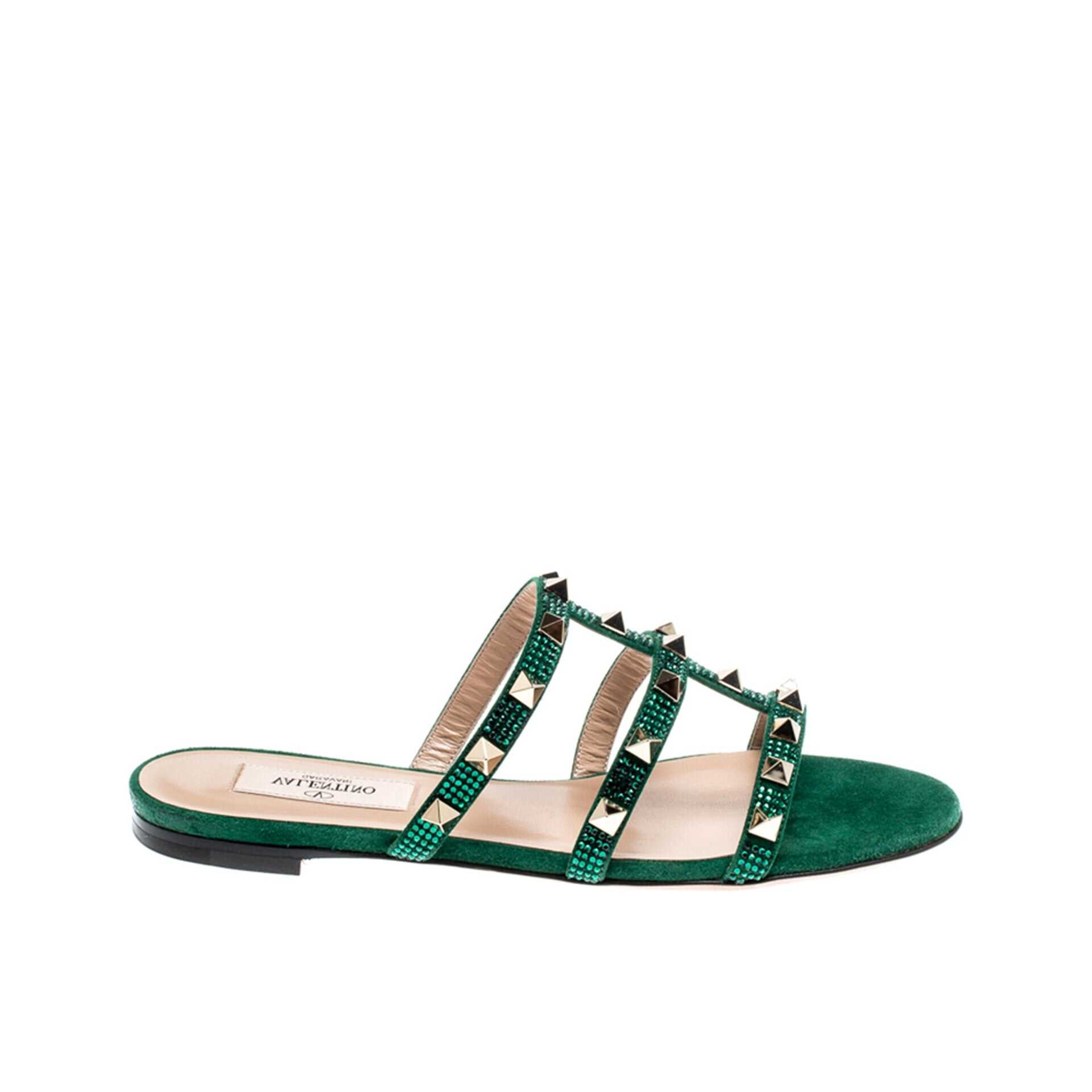 Valentino Garavani Valentino Garavani Rockstud Suede Sandals Green