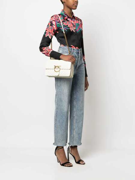 Genti de umar Pinko Love One Classic Shoulder Bag BIANCO SETA-ANTIQUE GOLD Femei (BM 12399030) 2