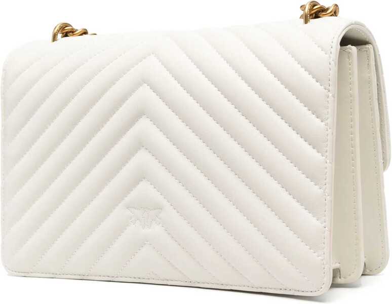 Genti de umar Pinko Love One Classic Shoulder Bag BIANCO SETA-ANTIQUE GOLD Femei (BM 12399030) 3