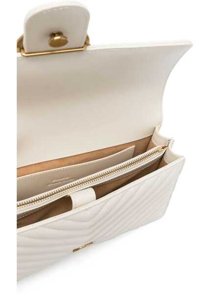 Genti de umar Pinko Love One Classic Shoulder Bag BIANCO SETA-ANTIQUE GOLD Femei (BM 12399030) 5