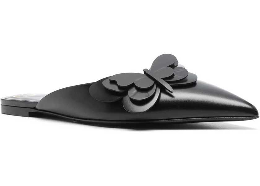 Balerini ascutiti Valentino Garavani Flat Mules In Leather BLACK Femei (BM 12399318) 2