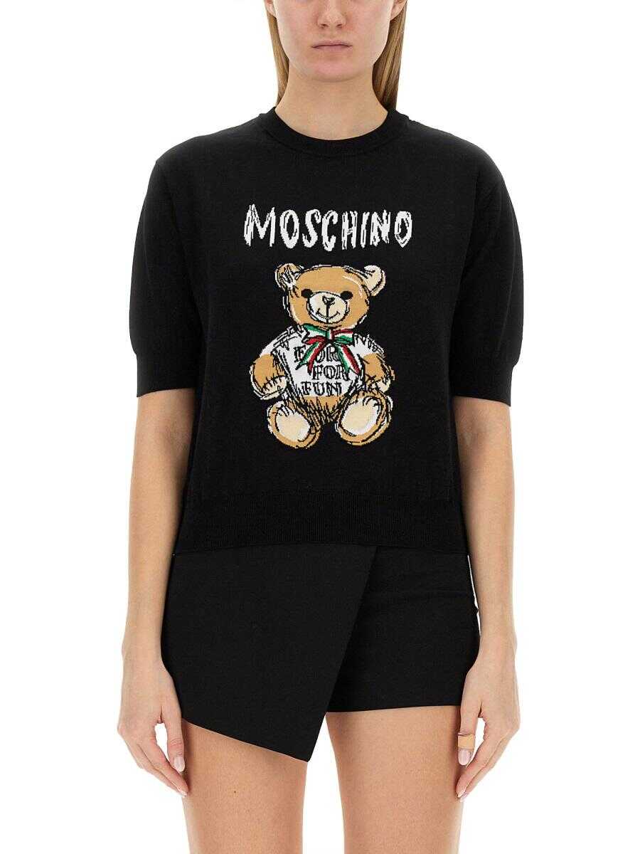 Moschino MOSCHINO JERSEY WITH LOGO BLACK