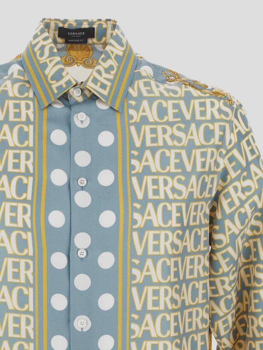 Versace Versace All-Over Logo Shirt LIGHTBLUE+IVORY