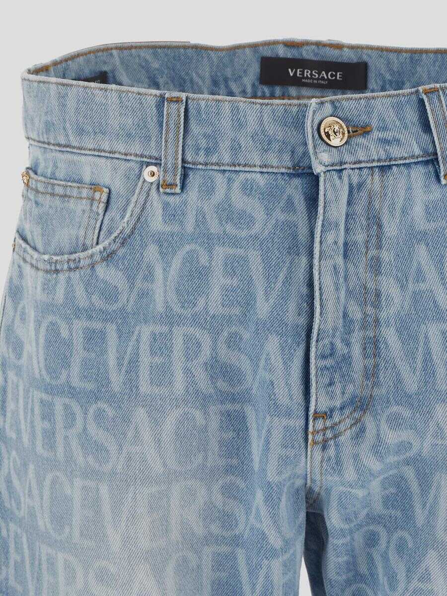 Versace Versace Laser Print All-over Logo Jeans BLUE