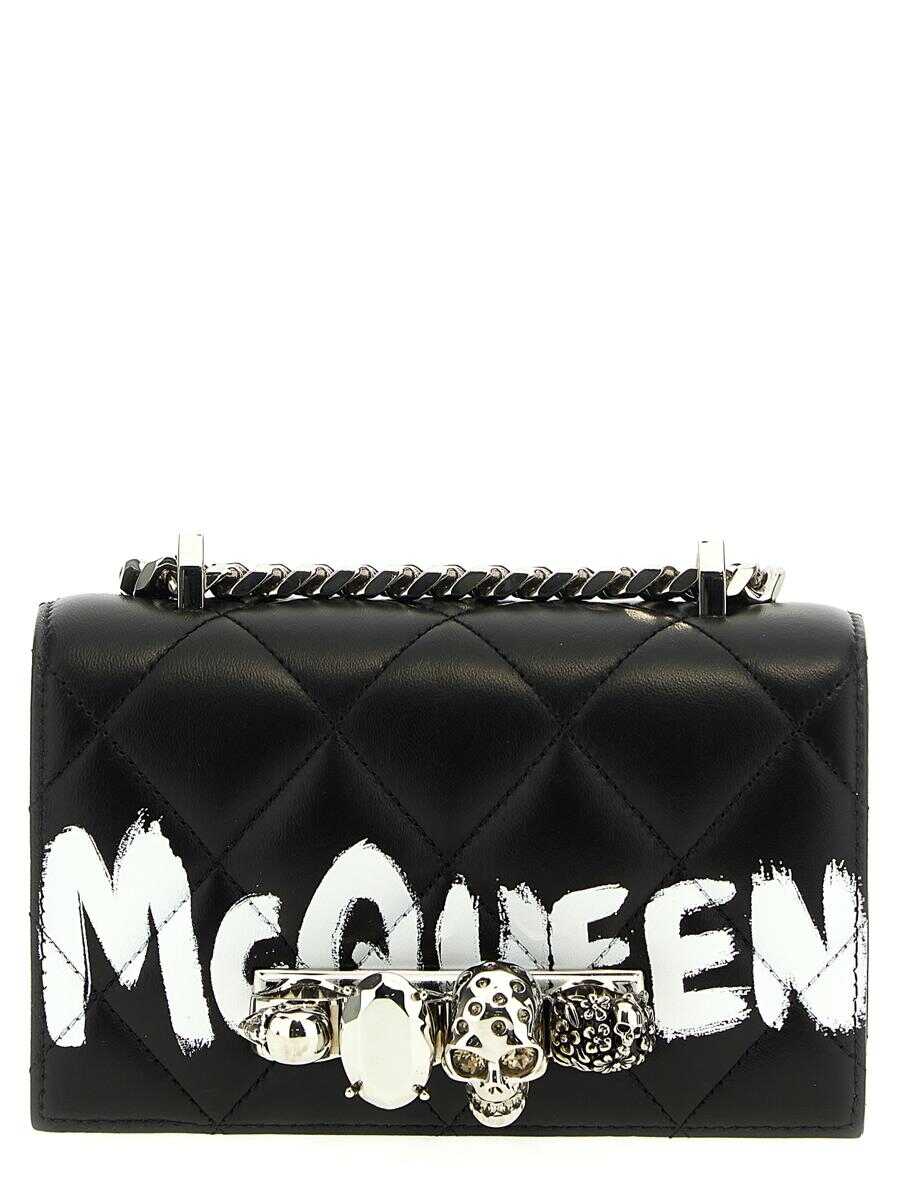 Alexander McQueen ALEXANDER MCQUEEN \'Mini Jewelled Satchel\' crossbody bag WHITE/BLACK