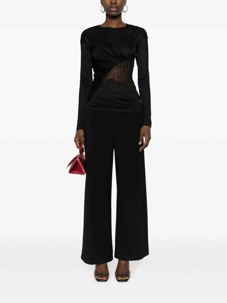 Topuri Givenchy Givenchy Draped Jersey And Lace Top 4G Black Femei (BM 12407391) 2