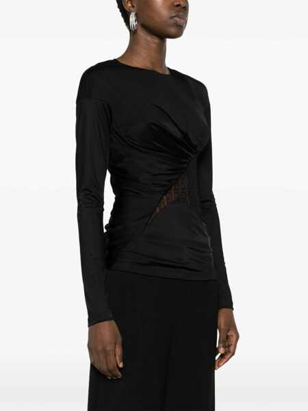 Topuri Givenchy Givenchy Draped Jersey And Lace Top 4G Black Femei (BM 12407391) 3