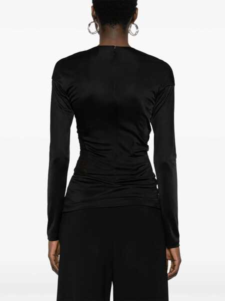Topuri Givenchy Givenchy Draped Jersey And Lace Top 4G Black Femei (BM 12407391) 4