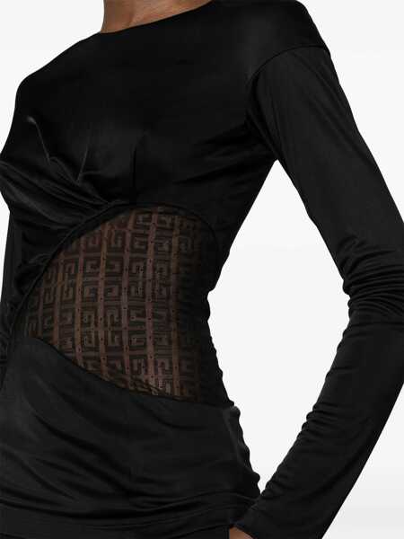 Topuri Givenchy Givenchy Draped Jersey And Lace Top 4G Black Femei (BM 12407391) 5