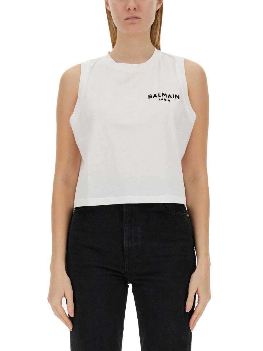 Balmain BALMAIN TANK TOP WITH LOGO WHITE