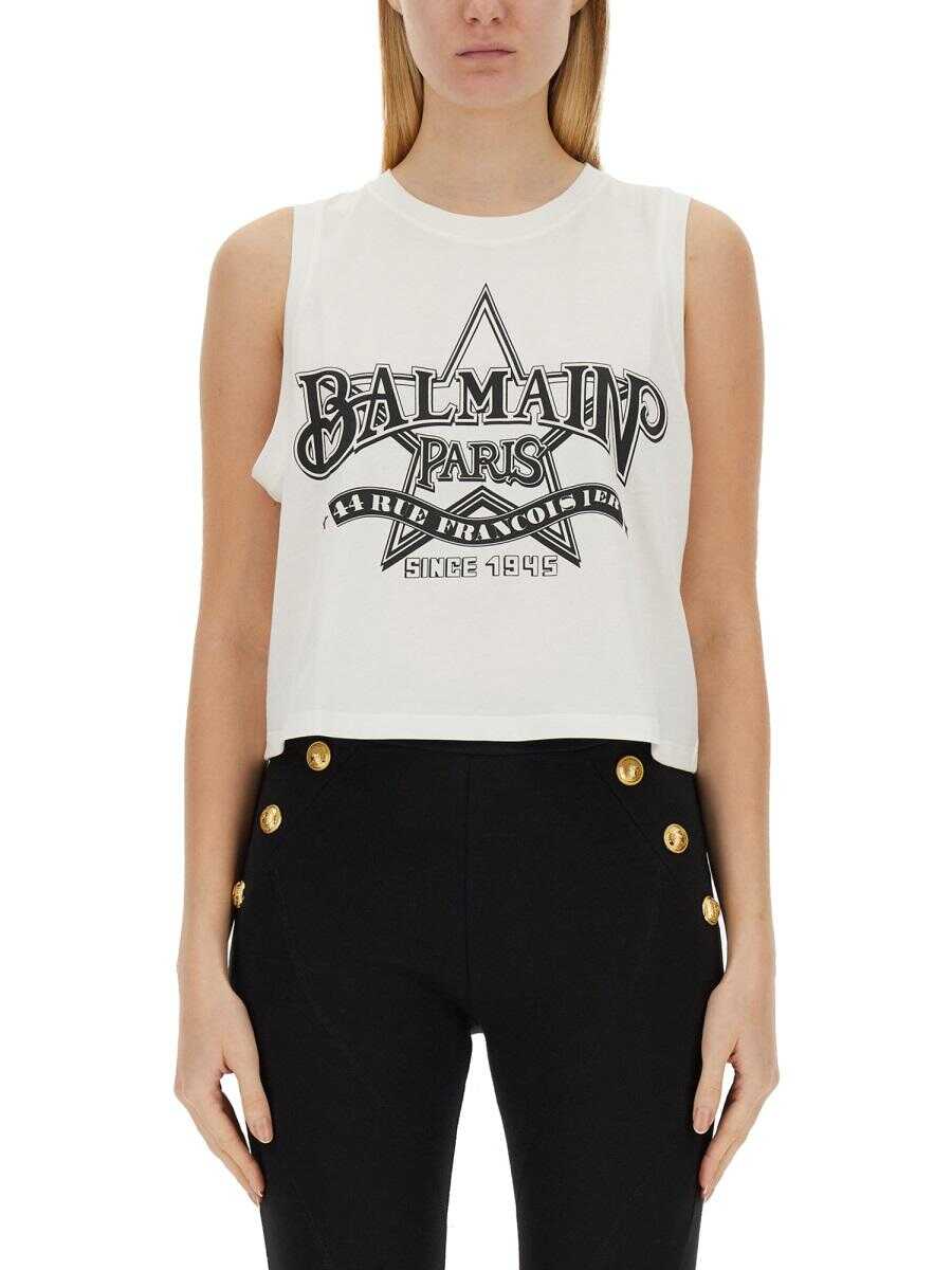 Balmain BALMAIN TANK TOP WITH LOGO WHITE