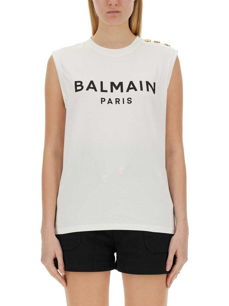 Balmain BALMAIN CAMISOLE WITH THREE BUTTONS WHITE