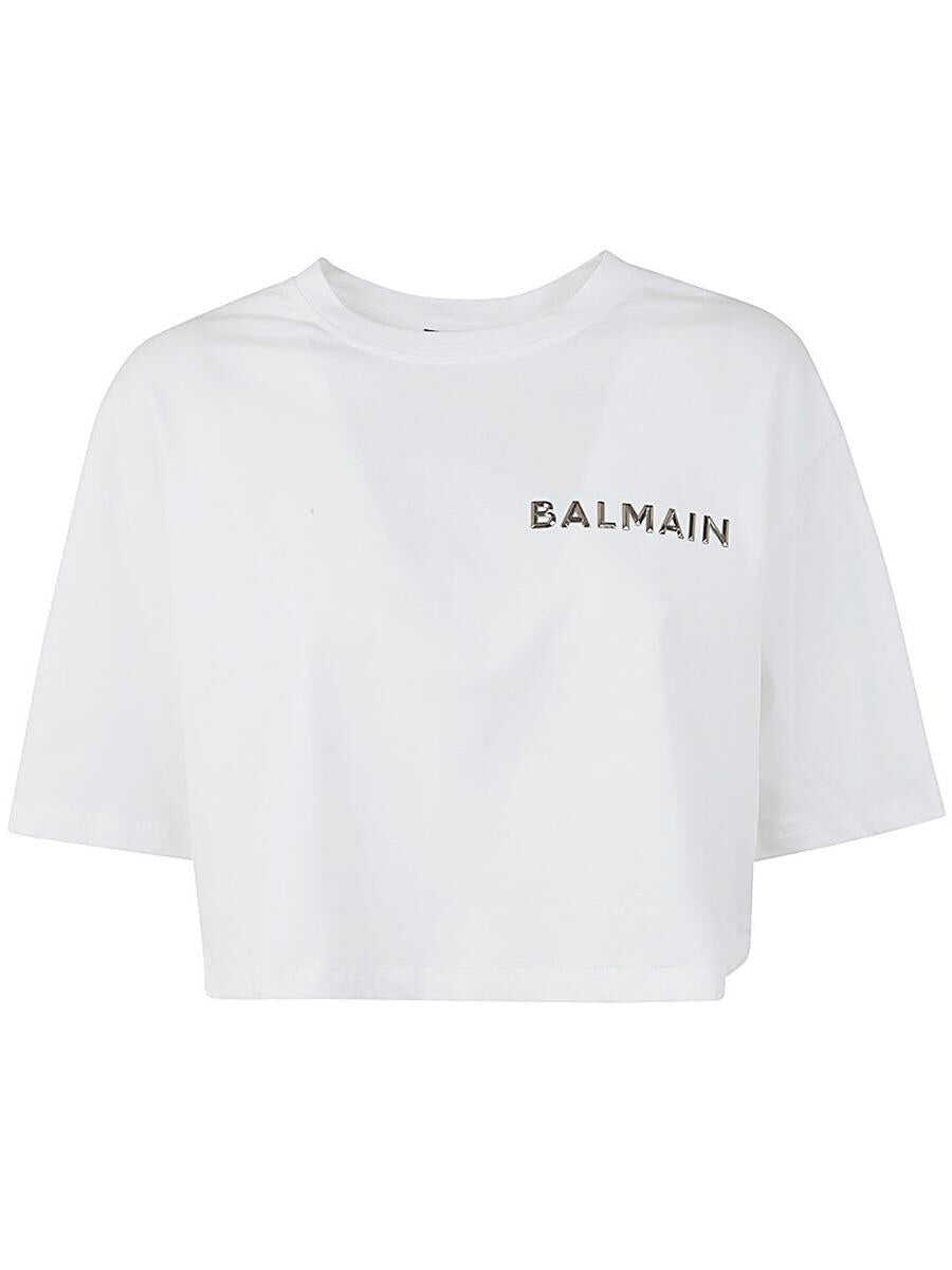 Balmain BALMAIN LAMINATED CROPPED T-SHIRT CLOTHING BLACK