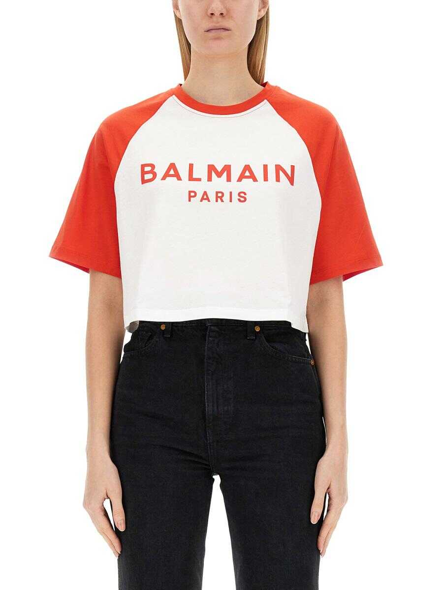 Balmain BALMAIN CROPPED T-SHIRT FUCHSIA