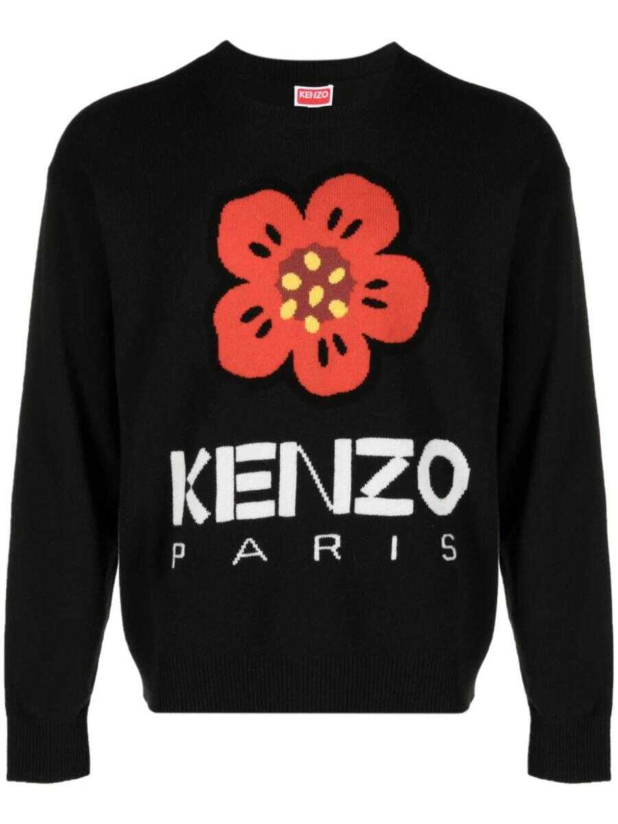 Kenzo KENZO BOKE FLOWER-MOTIF WOOL JUMPER BLACK