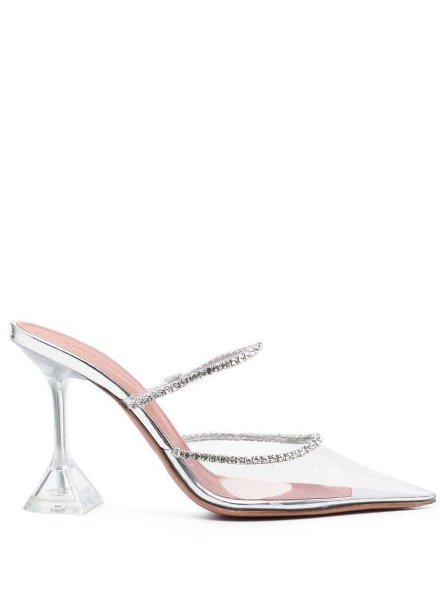 AMINA MUADDI AMINA MUADDI Gilda Glass PVC heel mules SILVER