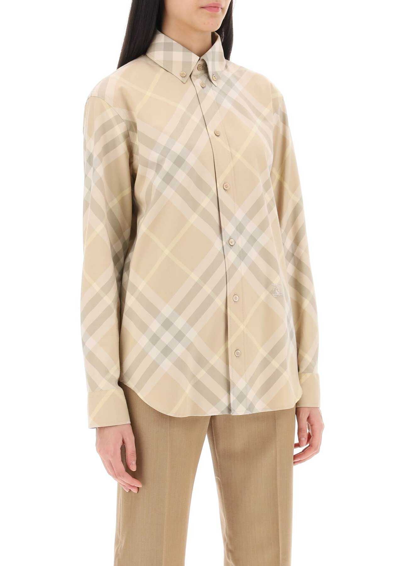 Burberry Button-Down Shirt With Check Pattern FLAX IP CHECK