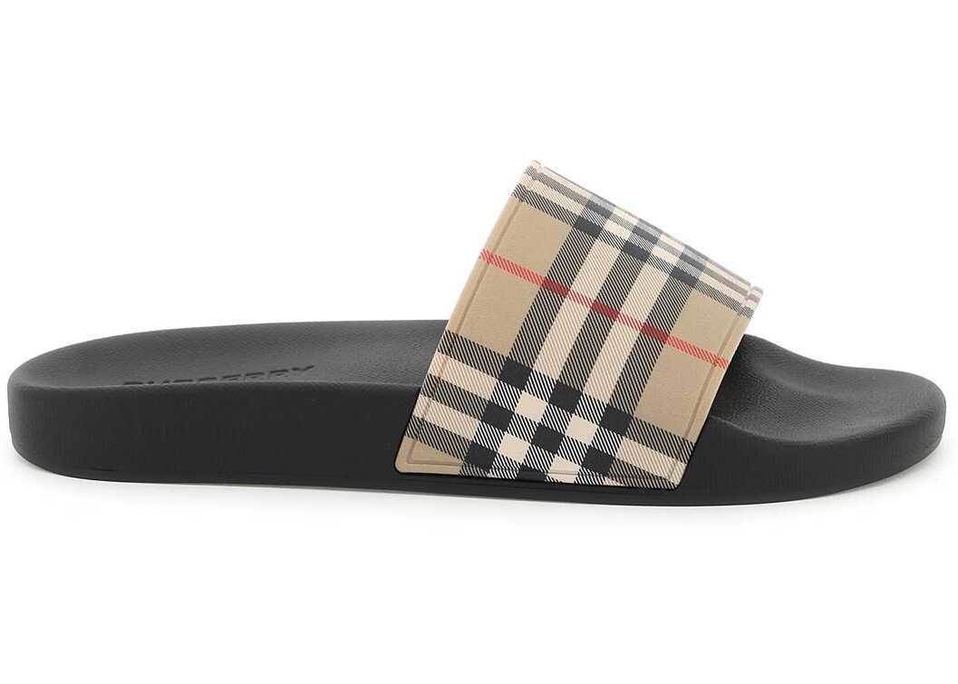 Burberry Tartan Rubber Slides ARCHIVE BEIGE IP CHK