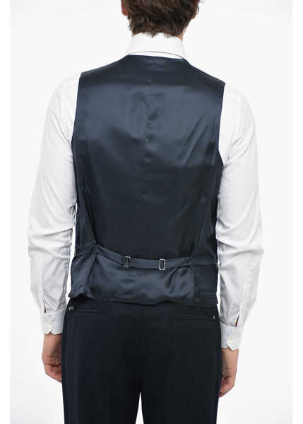 Veste costum CORNELIANI Virgin Wool Leader Vest With Flush Pockets Blue Barbati (BM 12414480) 2