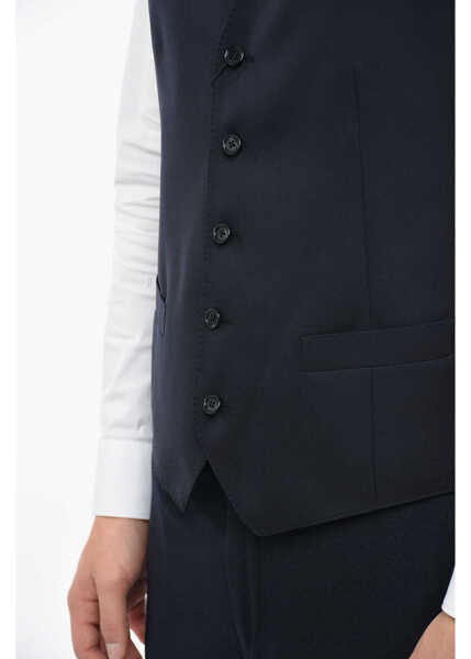 Veste costum CORNELIANI Virgin Wool Leader Vest With Flush Pockets Blue Barbati (BM 12414480) 3
