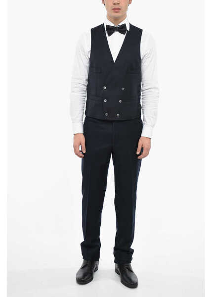 Veste costum CORNELIANI Double-Breasted Academy Virgin Wool Vest Blue Barbati (BM 12414483) 4