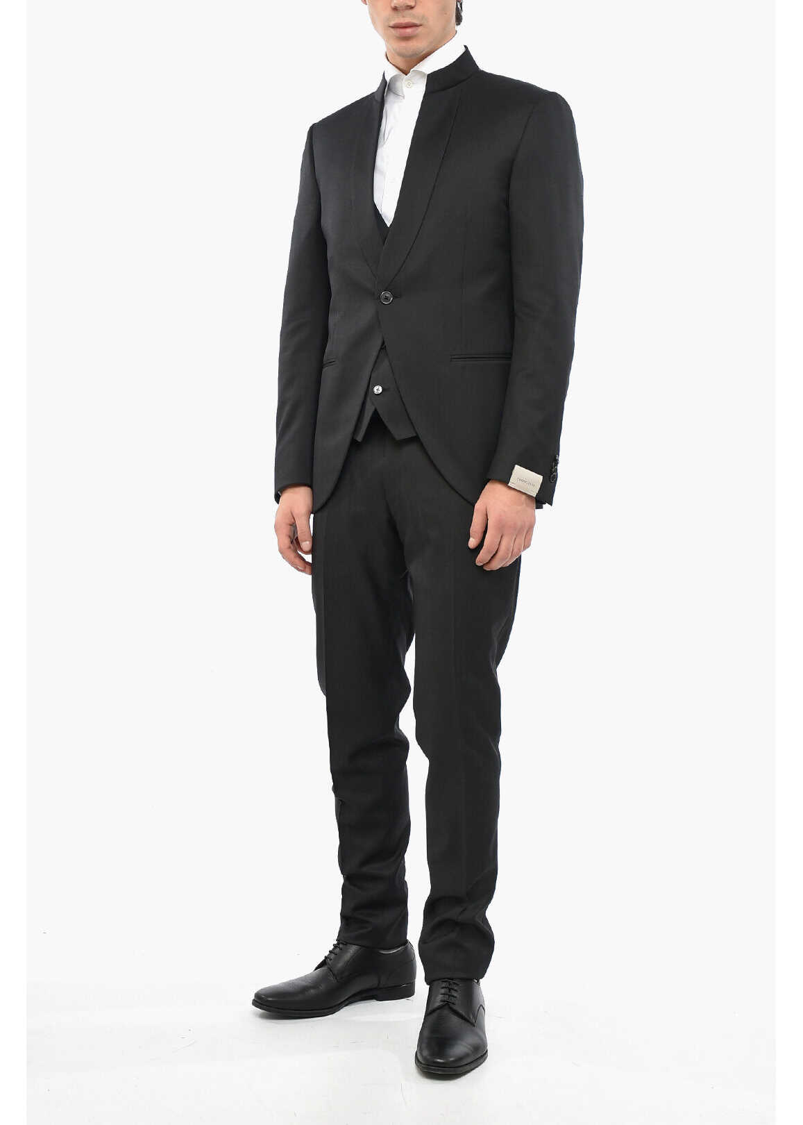 CORNELIANI Manadarin Lapel Academy 3 Piece Suit Black