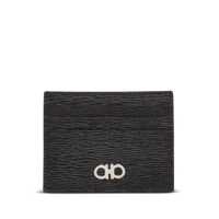 Portofele Salvatore Ferragamo Man'S Revival Black Leather Card Holder With Gancini Buckle Barbati