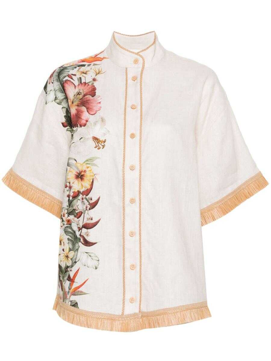 ZIMMERMANN ZIMMERMANN Floral print linen shirt WHITE