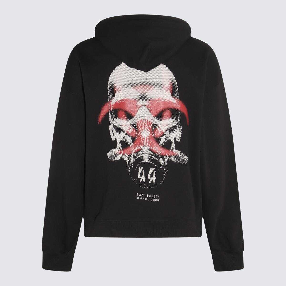 M44 LABEL GROUP M44 LABEL GROUP BLACK, WHITE AND RED COTTON SWEATSHIRT BLACK