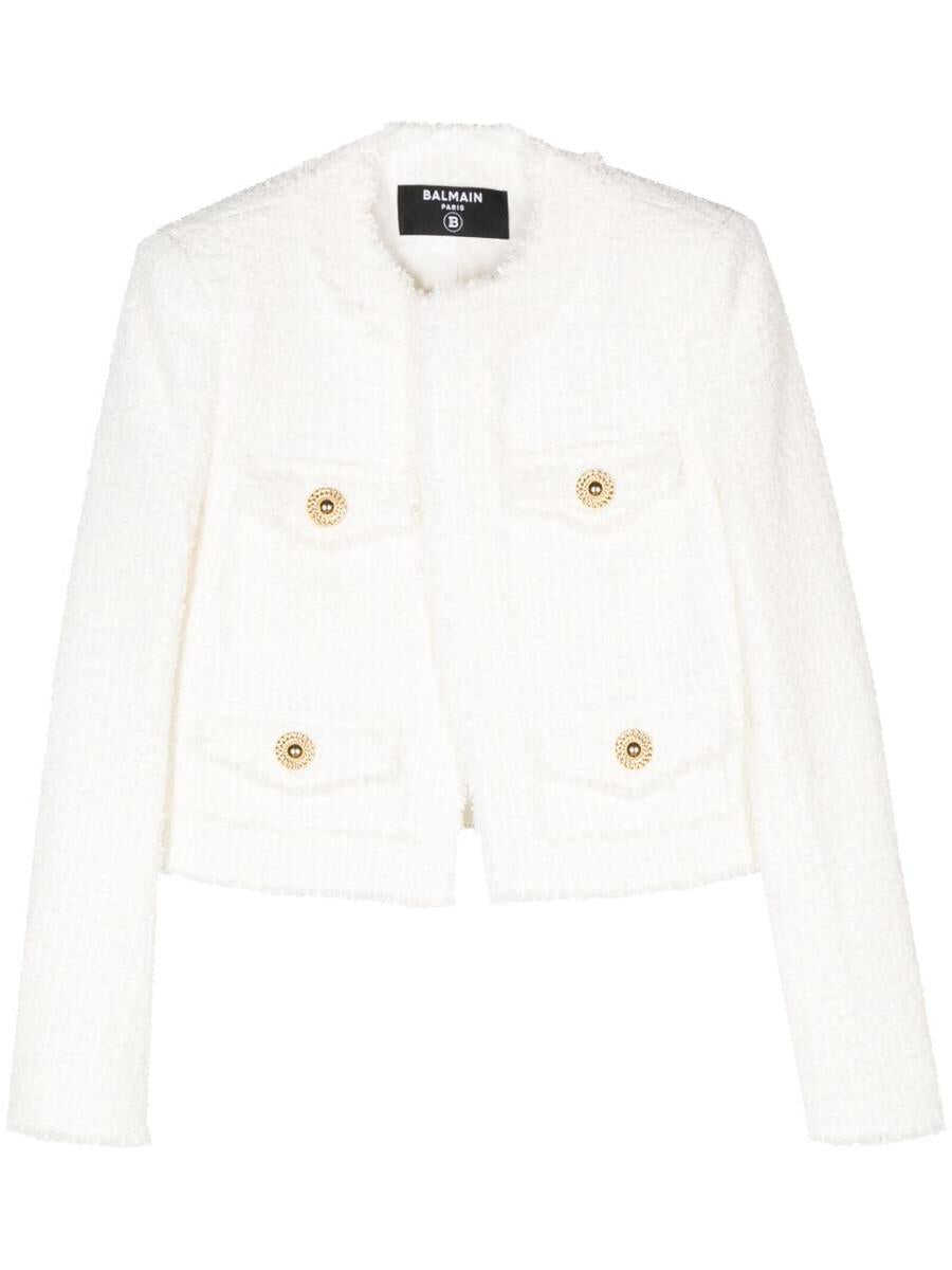 Balmain BALMAIN Tweed collarless jacket WHITE