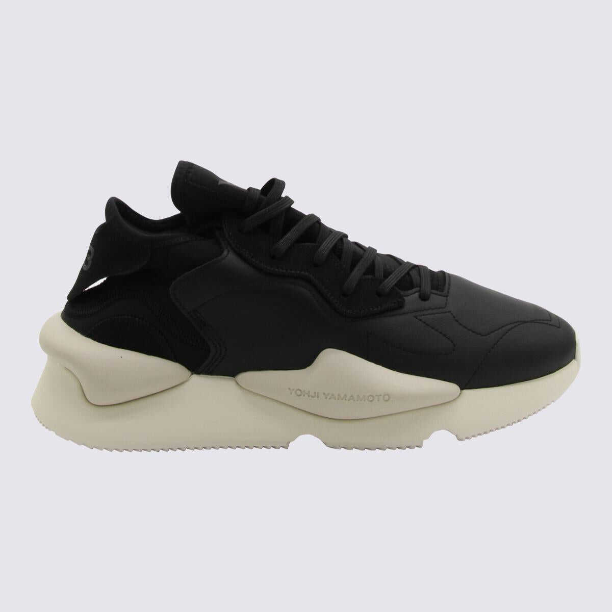 Y-3 Y-3 BLACK AND WHITE LEATHER KAIWA SNEAKERS BLACK/OFF WHITE/CLEAR BROWN