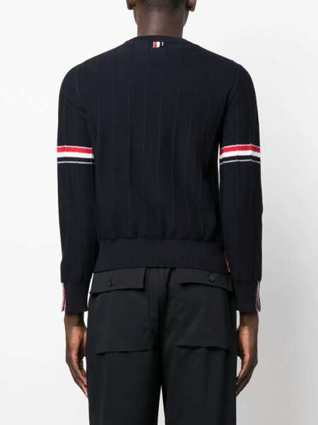 Pulovere Thom Browne Thom Browne Rwb Wool Crewneck Jumper BLUE Barbati (BM 12423642) 4
