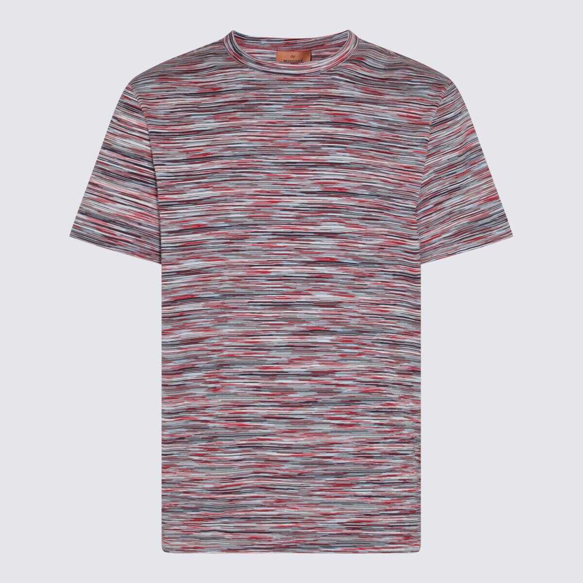 MISSONI BEACHWEAR MISSONI MULTICOLOR COTTON T-SHIRT RED AND BLUE SPACE DYED