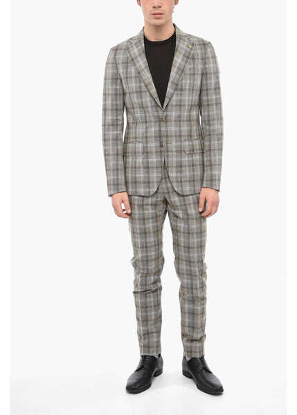 Costume CORNELIANI Cc Collection 2 Button District Checkered Suit Beige Barbati (BM 12425901) 1
