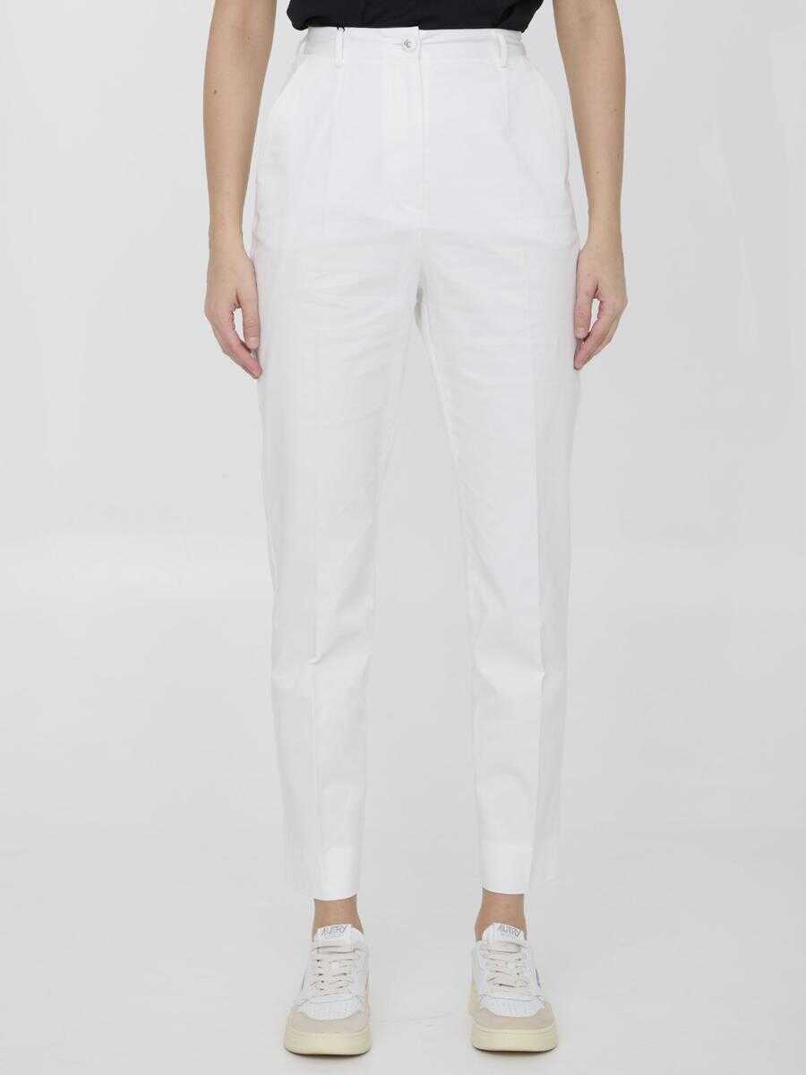Poze Dolce & Gabbana Cotton pants WHITE b-mall.ro 