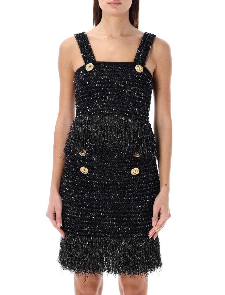 Balmain BALMAIN Lurex tweed strappy top NERO ORO